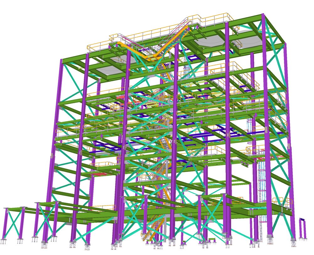 Structural steel detailing for an industrial project