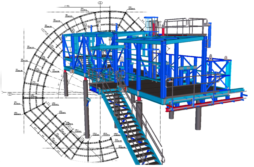 Steel erection drawing for a staircase